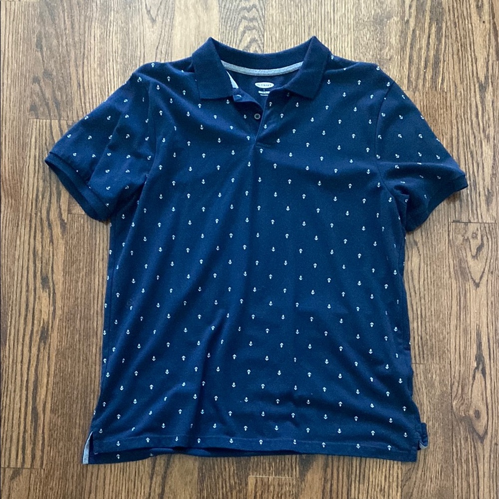 Navy Blue Polo Shirt with Pattern